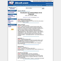 Dictionnaire de l'informatique - Chronologie - Termes officiels