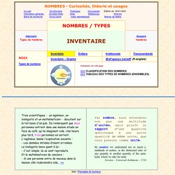 Dictionnaire de nombres, inventaire des types de nombres