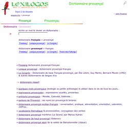 Dictionnaire provençal en ligne, grammaire, littérature LEXILOGOS
