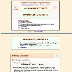 Dictionnaire des nombres, nombres univers