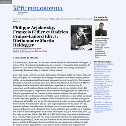 Philippe Arjakovsky, François Fédier et Hadrien France-Lanord (dir.) : Dictionnaire Martin Heidegger