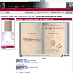 Dictionnaire d'argot moderne avec supplément de Lucien Rigaud