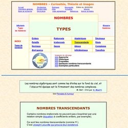 Dictionnaire de nombres, les nombres transcendants
