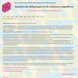 Annales de didactique et de sciences cognitives