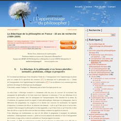 La didactique de la philosophie en France – 20 ans de recherche (1989-2009)
