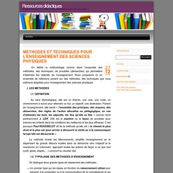 Didactique › METHODES ET TECHNIQUES pour "faire apprendre"