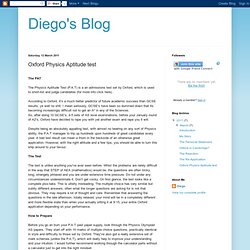 Diego's Blog: Oxford Physics Aptitude test