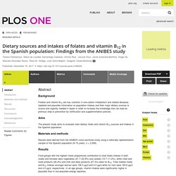PLOS 15/12/17 Dietary sources and intakes of folates and vitamin B12 in the Spanish population: Findings from the ANIBES study