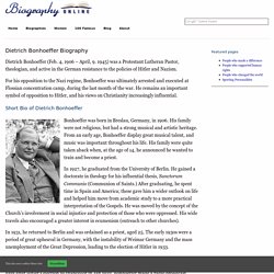 Dietrich Bonhoeffer Biography -Biography Online