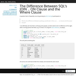 The Difference Between SQL’s JOIN .. ON Clause and the Where Clause