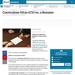 Curriculum Vitae - The Difference Between a CV and a Resume