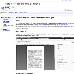 versions-difference-alfresco-plug-in - An Alfresco Add-on for implements the Diff function for different versions of the same document.