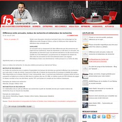 Différence entre annuaire, moteur de recherche et métamoteur de recherche