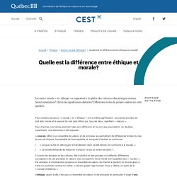 Quelle est la différence entre éthique et morale? - Commission de l'éthique en science et technologie