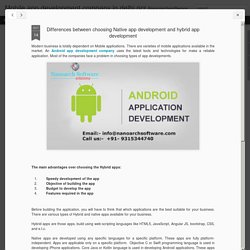 Mobile app development company in delhi ncr: Differences between choosing Native app development and hybrid app development