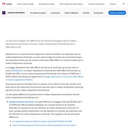 Différences de syntaxe entre le moteur d’expressions JavaScript et l’ancien moteur d’expressions ExtendScript dans After Effects 16.0.