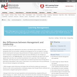 Key Differences between Management and Leadership