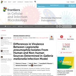 Front. Cell. Infect. Microbiol., 04/04/18 Differences in Virulence Between Legionella pneumophila Isolates From Human and Non-human Sources Determined in Galleria mellonella Infection Model