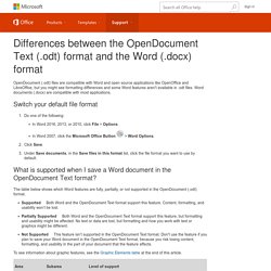 Differences between the OpenDocument Text (.odt) format and the Word (.docx) format