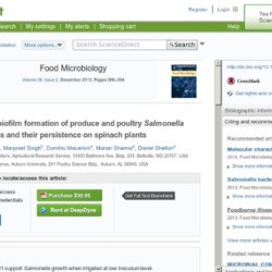 Food Microbiology Volume 36, Issue 2, December 2013, Differences in biofilm formation of produce and poultry Salmonella enterica