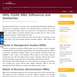 MMS, PGDM, MBA: Differences and Similarities