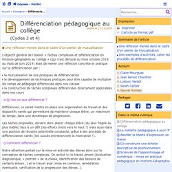 Différenciation pédagogique au collège - Odyssée : Histoire Géographie EMC