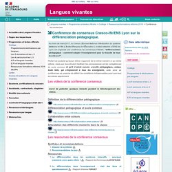 Conférence de consensus Cnesco-Ifé/ENS Lyon sur la différenciation pédagogique. - Langues vivantes