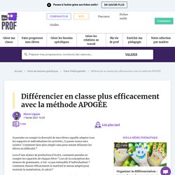 Différencier en classe plus efficacement avec la méthode APOGÉE