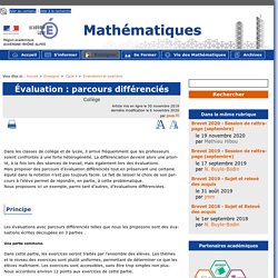 Évaluation : parcours différenciés - [Mathématiques - Académie de Lyon]