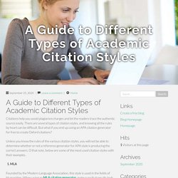 A Guide to Different Types of Academic Citation Styles