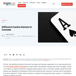 Different Casino Games in Canada