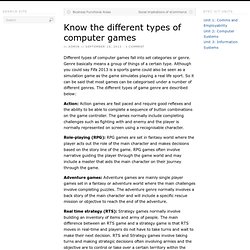 Know the different types of computer games - Content Writer