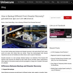How is Backup Different From Disaster Recovery? - UniSecure Datacenters Blog