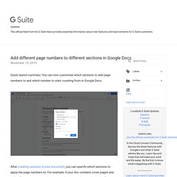 Blog de actualizaciones de G Suite: agregue diferentes números de página a diferentes secciones en Google Docs