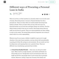 Different ways of Procuring a Personal Loan in India