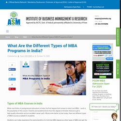 What Are the Different Types of MBA Programs in India? - ASM IBMR