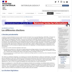 Les différentes élections / Les élections en France / Elections - Ministère de l'Intérieur