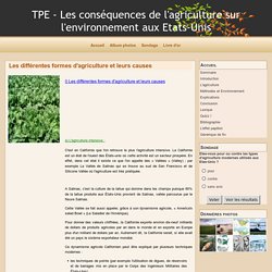 Les différentes formes d'agriculture et leurs causes - TPE - Les conséquences de l'agriculture sur l'environnement aux Etats-Unis