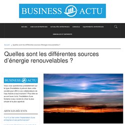 Quelles sont les différentes sources d’énergie renouvelables ? - Business Actu : blog business et b2b
