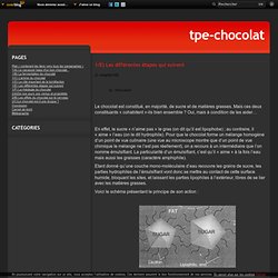 1/E) Les différentes étapes qui suivent - La science du chocolat