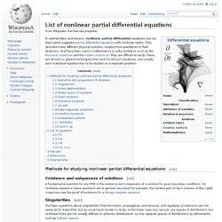 List of nonlinear partial differential equations