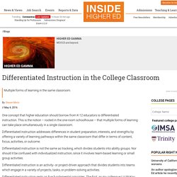 Differentiated Instruction in the College Classroom
