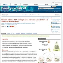 Random Monoallelic Gene Expression Increases upon Embryonic Stem Cell Differentiation: Developmental Cell