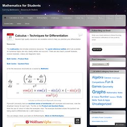 Calculus – Techniques for Differentiation