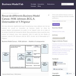 Revue de différents Business Model Canvas : M.W. Johnson, BCG, A. Osterwalder et Y. Prigneur – Business Model Fab