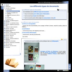 cours de méthodologie documentaire licence niveau 1 - Différents types de documents