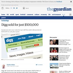 Digg sold for just $500,000