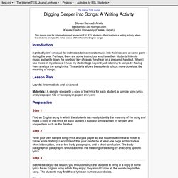Ahola - Digging Deeper into Songs: A Writing Activity (for ESL Students)