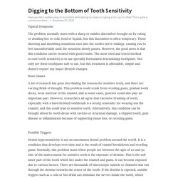 Digging to the Bottom of Tooth Sensitivity