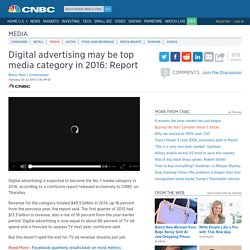 Digital advertising may be top media category in 2016: Report